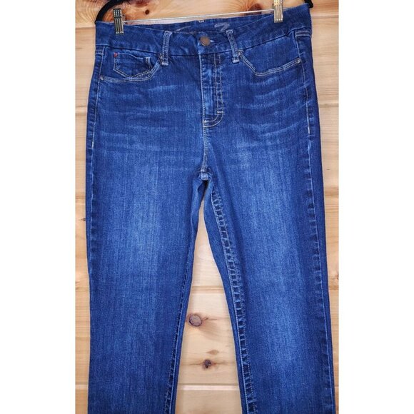 Seven 7 Tapered Ankle Skinny Jeans Size 12 Slimming Dark Wash Blue - Picture 4 of 11